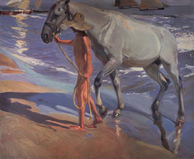 Joaquin Sorolla Y Bastida The bathing of the horse Germany oil painting art